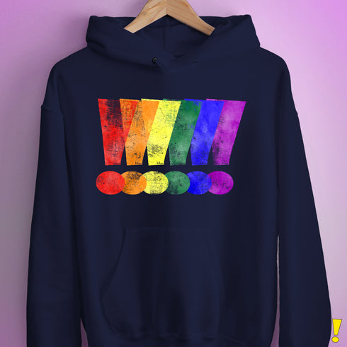 LGBTQ Pride Exclamation Points Hoodie - Navy